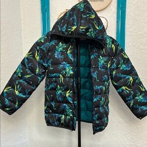 Epic Threads Kids Dinosaur Puffer Jacket - Black and Blue